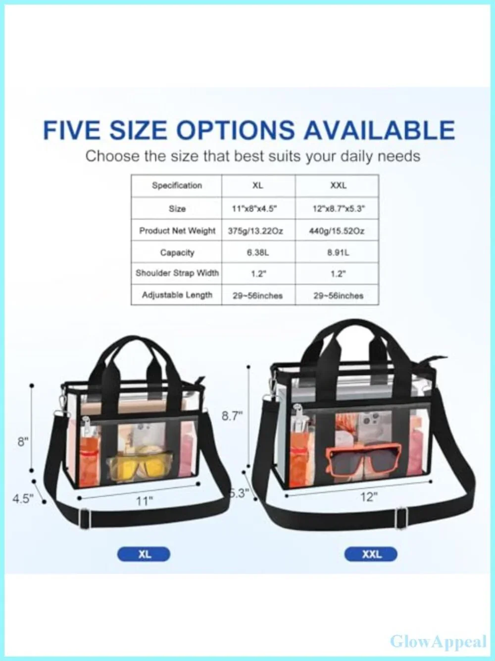 Clear Stadium Tote Bag Waterproof PVC Crossbody for Concerts